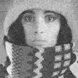 Portrait denoised by hard Haar coefficient thresholding