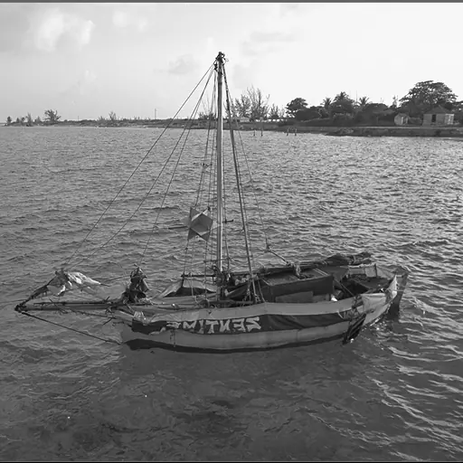 Original grayscale boat image