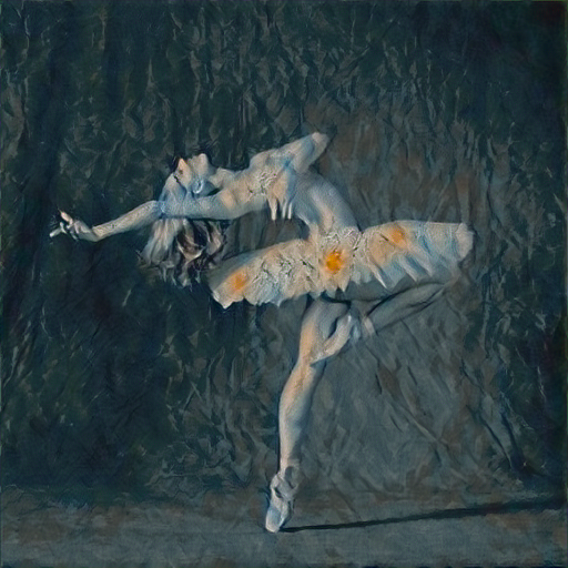 VGG-19-BN style-transfer output optimized with AdaGrad and gradient differences.